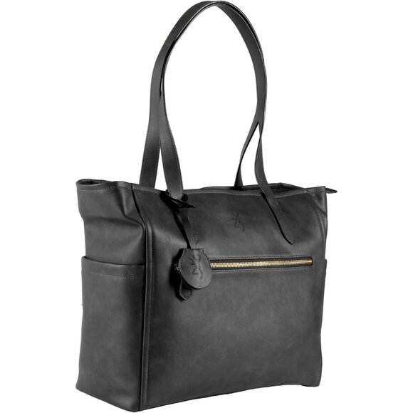 Women's Black Faux Leather Concealed Carry Purse with Lockable Zipper and Remova - Picture 1 of 7